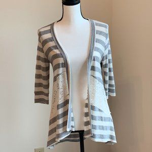 Women's Striped Cargidan with Lace Detail